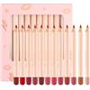 Generisch Long Wear - Set di matite per labbra in 12 colori, per ragazze, donne, fidanzate, mogli, giorno del Ringraziamento, Natale, San , compleanno, regalo