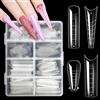 JSRQT Dual Form Unghie Finte Nail System 144 Pezzi Tip Ricostruzione Copertura Completa Matte Sistema Strumenti Tip Mold 12 Taglie Trasparente Acrilico Stampi Gel con Scala Graduata Linee Ausiliarie