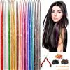 Alitree Kit 16 Colori Extension per Capelli, 120cm Ciocche di Tinsel per Capelli con Strumenti, Accessori Glitter per Intrecciare Capelli per Donna e Adolescenti per Decorazioni e Forniture per Feste