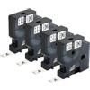 Doruimi 4 etichette termorestringenti compatibili con Dymo Rhino 18055 S0718300, 12 | A18055 Tubi per cavi cavi, nero su bianco, funzionano con etichettatrici DYMO Rhino 4200 5200 5000 6000, 1,3 cm x 4,9'