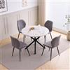 JZGORC Set Tavolo e Sedie da Pranzo, Tavolo da Pranzo Rotondo da 100 * 100 * 76.5 cm e 4 Sedie Moderne in Teddy Fleece, per Sala da Pranzo, Cucina, Soggiorno, Colore Marmo-BK + Grigio
