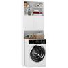 Songvas Mobile Lavatrice, Mobile Sopra Lavatrice/WC/Asciugatrice, con Ante e Ripiani Aperti, Mobiletto Bagno Salvaspazio, per Lavanderia, Bagno, 185 x 63 x 20 cm, Bianco