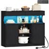 Hzuaneri Credenza cucina con multipresa e luce LED, Mobile dispensa cucina, Mobiles con 2 cassetti e 2 ante, per Soggiorno, Cucinas, 30 x 100 x 85 cm, Nero SC64904XEU