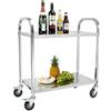 QWORK® Carrello da cucina a 2 livelli - 75 x 40 x 83,5 cm - Acciaio inossidabile 201 - Ruote silenziose con freni