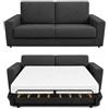 Baldiflex - Divano Letto 2 Posti con Materasso Matrimoniale 140x190 cm Ortopedico, Maragià, Prontoletto RICHIUDIBILE con Rivestimento SFODERABILE e Lavabile, Grigio Antracite