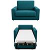 Baldiflex - Divano Letto 2 in 1 con Materasso Singolo 70x190 cm Ortopedico, Maragià, Prontoletto RICHIUDIBILE 1 Posto con Rivestimento SFODERABILE e Lavabile, Turchese
