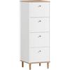 Schildmeyer Hilda - Cassettiera in legno derivato, bianco opaco e rovere artigianale, 40 x 40 x 116,7 cm