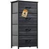 DWVO Cassettiera, 4 cassetti in tessuto per camera da letto, cassettiera per camera da letto, soggiorno con maniglie, piano in legno e robusta struttura in acciaio, venature del legno nero