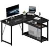 JUMMICO Scrivania Angolare Compatta a Forma L 100 x 80 cm con Ripiano Portaoggetti, Tavolo Multiuso per Casa e Ufficio, Nero Minimalista