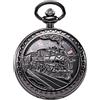 TREEWETO - Orologio da tasca da uomo, antico, scheletro, meccanico, cassa in bronzo, 3D, treno a vapore, ferrovia, numeri romani