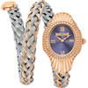 Just Cavalli Signature Snake Twined - Orologio da polso da donna al quarzo Moda bracciale e cassa in Acciaio INOX di colore Oro display analogico blu - JC1L305M0065