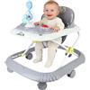 HUOLE Girello pieghevole per neonati con vassoio interattivo per giochi con suoni, girello per bambini con vassoio per attività musicali rimovibili, da 6 a 18 mesi, fino a 20 kg, 67 x 72 x 92 cm, grigio (B)