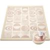 omedecal Tappeto Gioco Neonato Gattonamento, 127x127x3cm, Tappetone Pieghevole per Bambini, Superficie in Morbida Flanella con Base Antiscivolo per Camera e Soggiorno - Motivi Geometrici Marroni