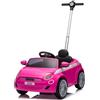 sun baby Macchina a Spinta per Bambini FIAT 500, Auto con Barra di Spinta da 18 mesi, Auto Scorrevole per Bambini con cintura di sicurezza e porta apribile (Rosa)