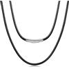 Inscca Collana Uomo Pelle Sintetica con Chiusura in Acciaio Inossidabile 40 cm Choker[Pressato]Corta 2mm Sottile Collane Intrecciata Ecopelle Cordino Catena Donna PU Regali per la Festa del Papà Compleanno
