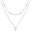 U7 Collana Donna Croce Oro Rosa con Due Catene Acciaio Inossidabile