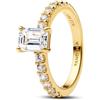 PANDORA Anello da donna rettangolare scintillante, oro 164506C01, 58, Metallo, Zirconia cubica