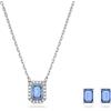 Swarovski Millenia Set Collana e Orecchini Pendenti, con Zirconia Swarovski a Taglio Ottagonale, Placcato in Tonalità Rodio, Blu