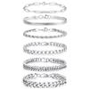 MAIBAOTA 6 braccialetti cubani da uomo in acciaio inox, color argento, oro, nero, gioielli da uomo, 19,1 cm/21,1 cm/22,9 cm, 7.5 inch