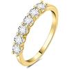 JewelryPalace 0.6ct Anello Half Eternity Donna placcato oro giallo 14K con Creato Moissanite, Anelli Dorati Donna placcato oro giallo 14K con 6 Pietre a Taglio Rotondo, Fede Nuziale Oro 9.5