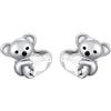 KQ&TTENG Koala - Orecchini da ragazza, in argento Sterling 925, con pietra portafortuna, ipoallergenici, per compleanno, regalo di Natale, Argento sterling, Quarzo bianco