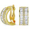 Bling Jewelry Dichiarazione Di Stile Art Deco Bridal Aaa Cz Mezzi Orecchini A Cerchio Baguette Per Donne Matrimonio Prom Holiday Festa Formale Clip Su Placcato Oro Giallo