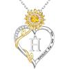 Turandoss Collana in argento con lettere - Ciondolo a forma di girasole in oro 16 carati, regalo di San Valentino per donne e ragazze, Rame