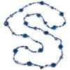 Avalaya Collana lunga con perle di vetro blu e trasparente, 132 cm L, Vetro Vetro conchiglia di mare