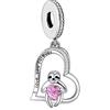 Mon & Sons Ciondolo in argento Sterling 925 con scritta in lingua inglese Mother Daughter I Love You a forma di cuore, cavallo, gatto, cane, pinguino, compatibile con braccialetti Pandora, Metallo