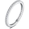 JewelryPalace Anello Eternity Donna placcato oro bianco 14K con Creato Moissanite, Anelli Impilabili con Pietre a Taglio Rotondo, Fede Nuziale Matrimonio Set Gioielli 17
