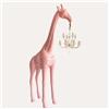 KeyHome Store Statua Giraffa con Lampadario in Resina Rosa Effetto Venature