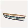 KeyHome Store Scialuppa Porta tea light in Legno Azzurro e Bianco Shabby l.53 cm