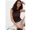 Intimissimi Canotta A Costine In Cotone Lamè Marrone
