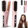 Scettar Spazzola lisciante per capelli senza fili, 2 in 1, ricaricabile, portatile, con 5000 mAh, ideale per viaggi, ferro da stiro e spazzola combinata per uno styling liscio e senza crespo (rosa)