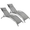 Arreditaly Set 2 Lettini Prendisole Reclinabili Da Giardino Con Schienale Regolabile 5 Posizioni In Textilene Traspirante Per Piscina Terrazza Relax Outdoor 59 x 158 x 81.5 Cm Grigio