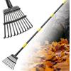 FLY HAWK Rastrello da giardino, 178 cm, piccolo rastrello regolabile per foglie con 11 denti in metallo, rastrello da giardino con manico lungo per foglie, livellatore per prato, strumento di pulizia