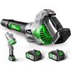 Vitaler Soffiatore A Batteria 1444 m³/h, 402 km/h 3 Velocità Soffiatore Elettrico Senza Filo con Motore Senza Spazzole, Display TFT 1,35, 2 Batterie da 5,4 Ah, Caricabatterie Rapido 2,0 A(Verde)