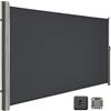 LARMNEE Tenda Laterale 160 x 450 cm (A x L), Tenda Avvolgibile per Balcone e Terrazzo, Protezione Privacy, Frangivista, Parasole, Separatore, Grigio EGY1645BP02