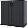 RELAX4LIFE Armadio da Esterno Basso 0,78㎡, 665 L Casetta in Plastica Porta Attrezzi, Capanno Impermeabile con Tetto Drenante, 2 Ante Bloccabili, per Giardino e Balcone, 120 x 65 x 117 cm (Nero)