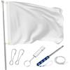 SCBOY Bandiera Personalizzata Bianca 90x150 Cm poliestere Con Asta Telescopica 2 Ganci E Fischietto Con Occhielli Per dipingere E Bandiere Personalizzate ideale Per Feste Di Famiglia E Aziendali