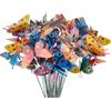 FENGQQKJ 50 pezzi farfalle su aste, farfalle colorate da giardino, decorazione per piante in plastica, farfalle in PVC, decorazione fai da te per interni, feste, cortili