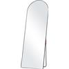 VEVOR Specchio curvo a figura intera, 1650 x 558 mm, specchio da appoggio con supporto, a libera installazione o a parete, cornice in lega di alluminio, specchio da toilette a figura intera per soggiorno e camera da letto