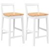 vidaXL Sgabello da bar 2 pz. Legno massiccio bianco in legno di gomma