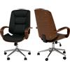 Mendler Sedia da ufficio HWC-O83, poltrona girevole executive, Pelle finta (280g/m²) bentwood certificata aspetto noce ~ nero