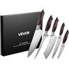 VEVOR Set di coltelli da cucina VEVOR, 5 pezzi, coltelli in acciaio inossidabile ad alto tenore di carbonio, resistenti e antiruggine, con manico ergonomico e infrangibile per un taglio preciso
