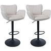 Mendler Set di 2 sgabelli da bar HWC-M67, sedia girevole da bar, con braccioli, poggiapiedi girevole, rivestimento in tessuto, struttura in ferro, , colore crema, base nera