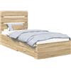 vidaXL Struttura letto Sonoma rovere e argento 75 x 190 cm materiale a base di legno