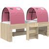 vidaXL Letto a soppalco con scala, 3 pezzi, finitura "Sonoma" e legno composito rosa