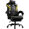 GTPLAYER Sedia da gaming, poltrona da gaming, sedia da gaming con poggiapiedi, cuscino lombare, poggiatesta, regolabile in altezza, braccioli regolabili, con poggiapiedi, giallo