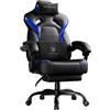 GTPLAYER Sedia da gaming, poltrona da gaming, sedia da gaming con poggiapiedi, cuscino lombare, poggiatesta, regolabile in altezza, braccioli regolabili con poggiapiedi, blu